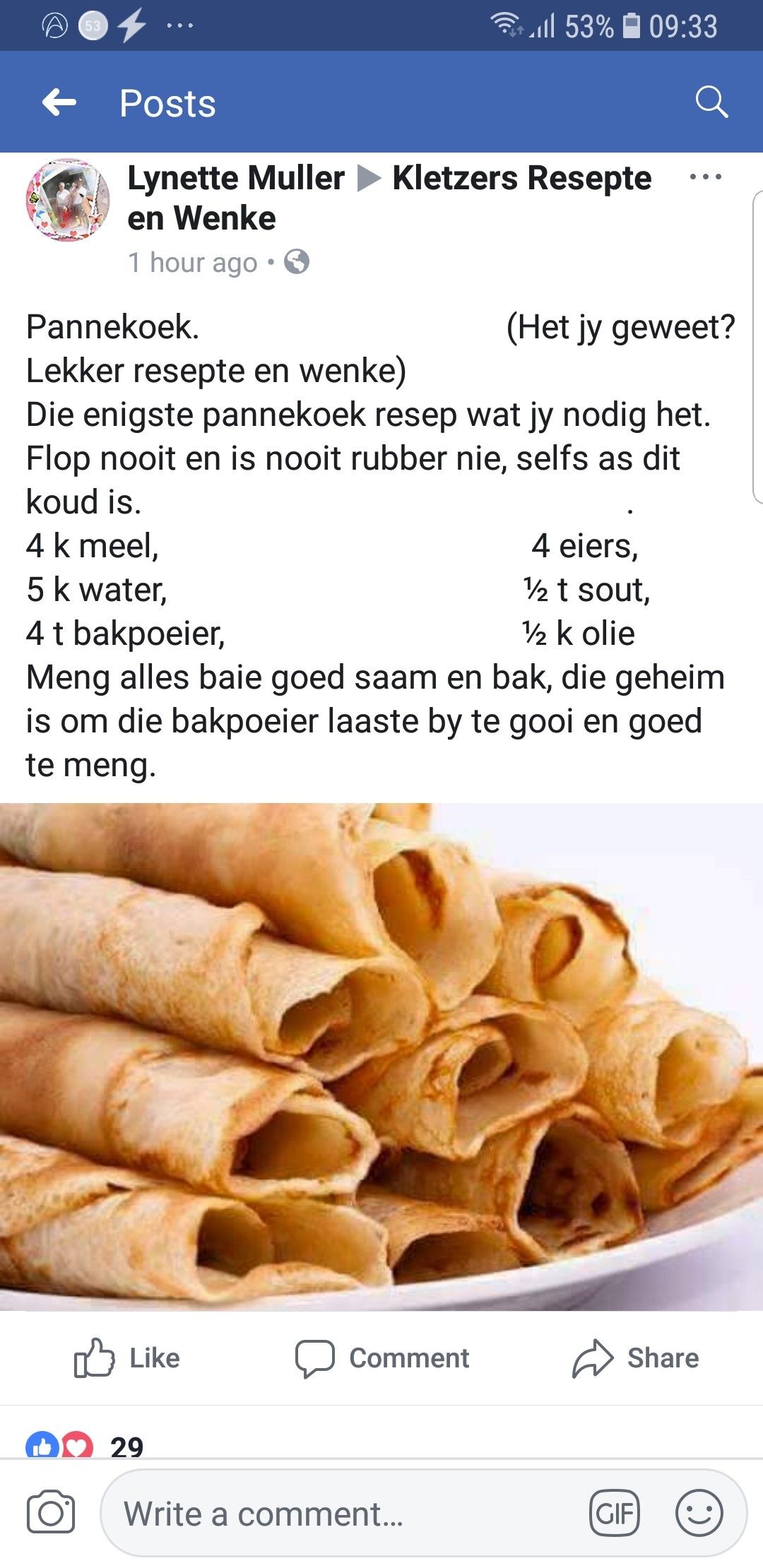 Heerlike Flopvrye Pannekoek - Wenner | Recipes, Food, African dessert