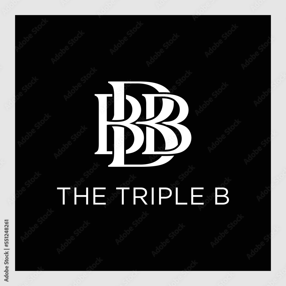 Letter BBB Logo Design.BBB letter triple B negative space logo เวกเตอร์